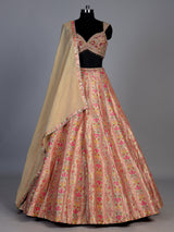 Rani pink jacquard geometric floral lehenga choli with dupatta