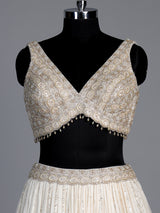 Cream georgette resham embellished lehenga choli with dupatta