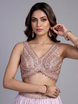Pink silk embellished lehenga choli with elegant dupatta