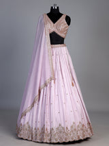 Pink silk embellished lehenga choli with elegant dupatta