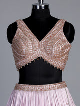 Pink silk embellished lehenga choli with elegant dupatta