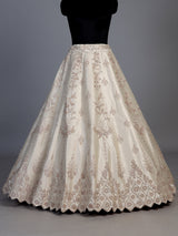 Off white raw silk unstitched lehenga choli for weddings