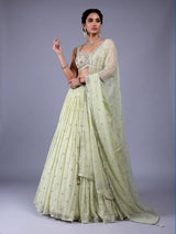 Pista green chiffon georgette lehenga with elegant sparkle