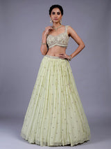 Pista green chiffon georgette lehenga with elegant sparkle