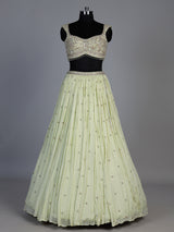 Pista green chiffon georgette lehenga with elegant sparkle