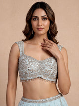 Sky blue chiffon georgette lehenga with sparkling embellishments