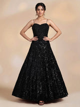 Black georgette designer lehenga choli with elegant sequin embellishments
