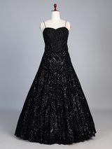 Black georgette designer lehenga choli with elegant sequin embellishments