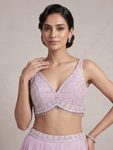 Pink soft georgette lehenga choli with sparkling sequin detailing