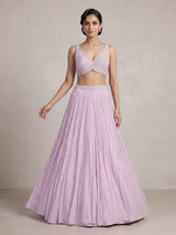 Pink soft georgette lehenga choli with sparkling sequin detailing