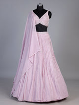 Pink soft georgette lehenga choli with sparkling sequin detailing