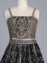 Black georgette designer lehenga with mirror and stone work
