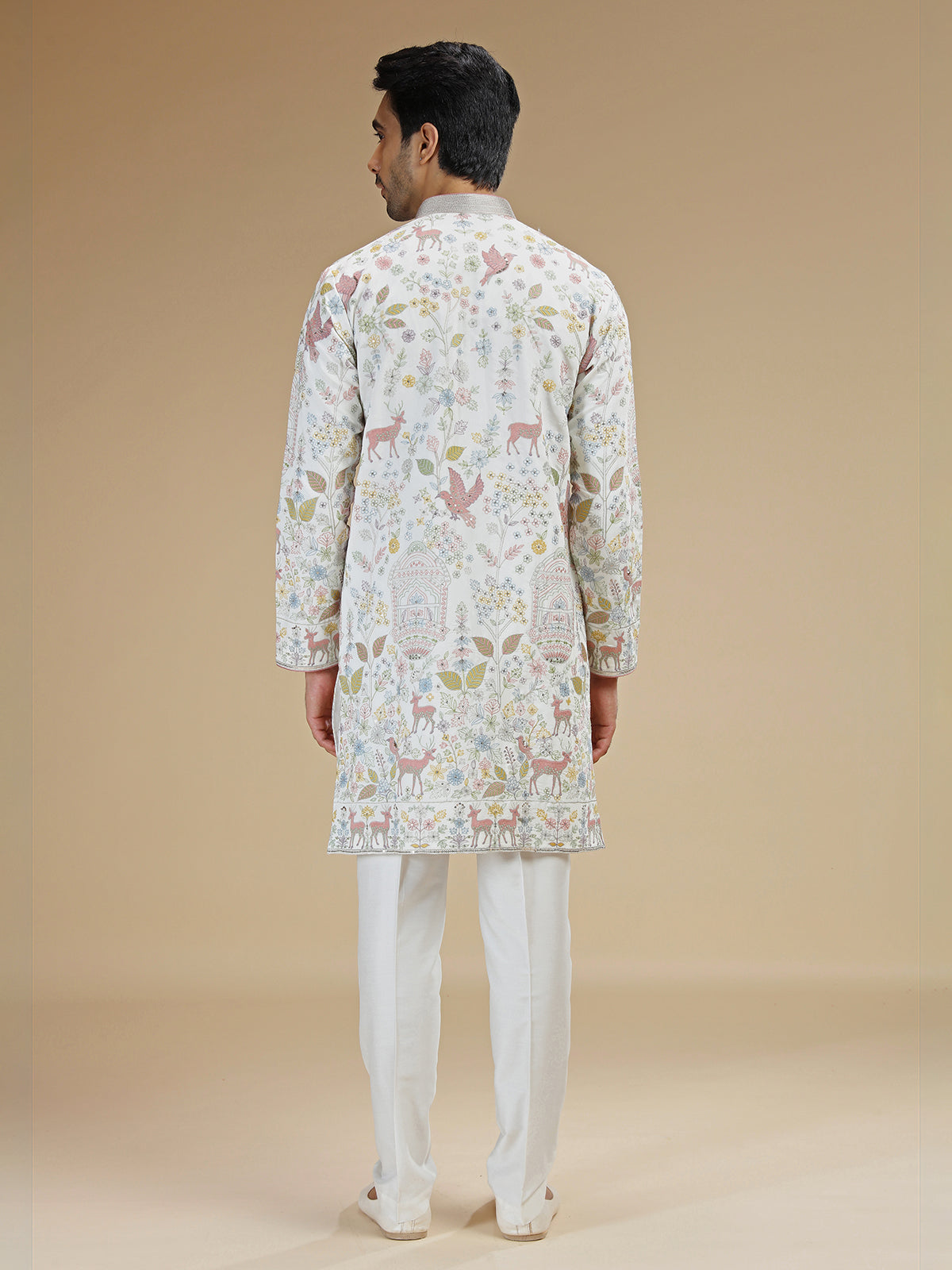 Off white men shikargah embroidered kurta suit