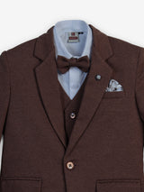 Brown solid one-button cotton blend coat suit