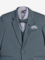 Grey solid one-button cotton blend coat suit