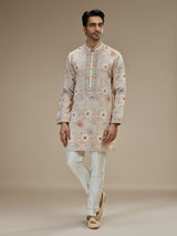 Cream men abhla floral embroidered kurta pajama