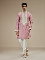 Pink men lucknowi chikankari kurta suit
