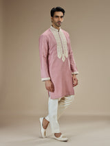 Pink men lucknowi chikankari kurta suit