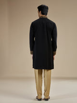 Black men mughal paisley zari kurta pajama