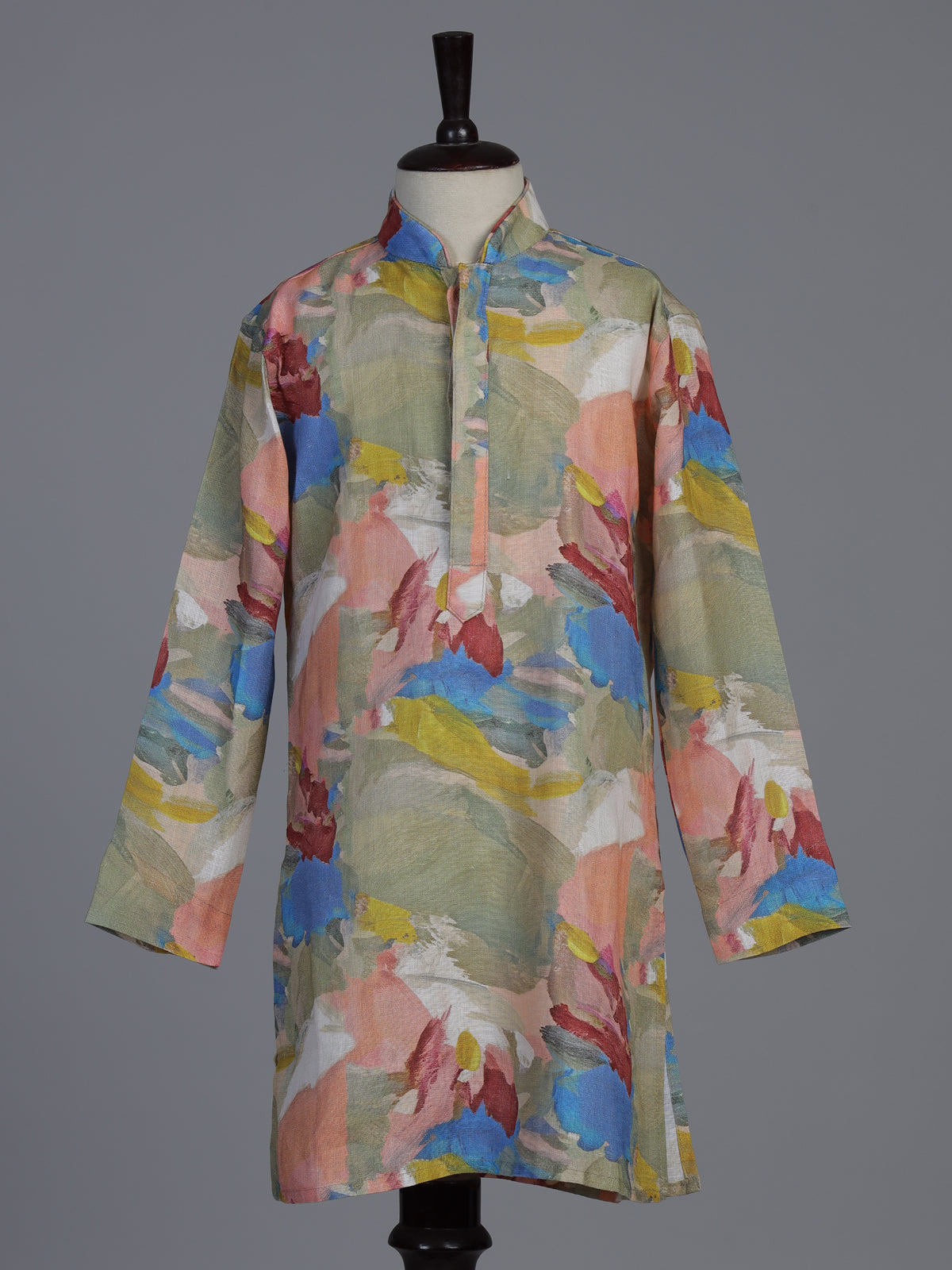 Multicolour cotton silk printed kurta suit for boys for festive charm