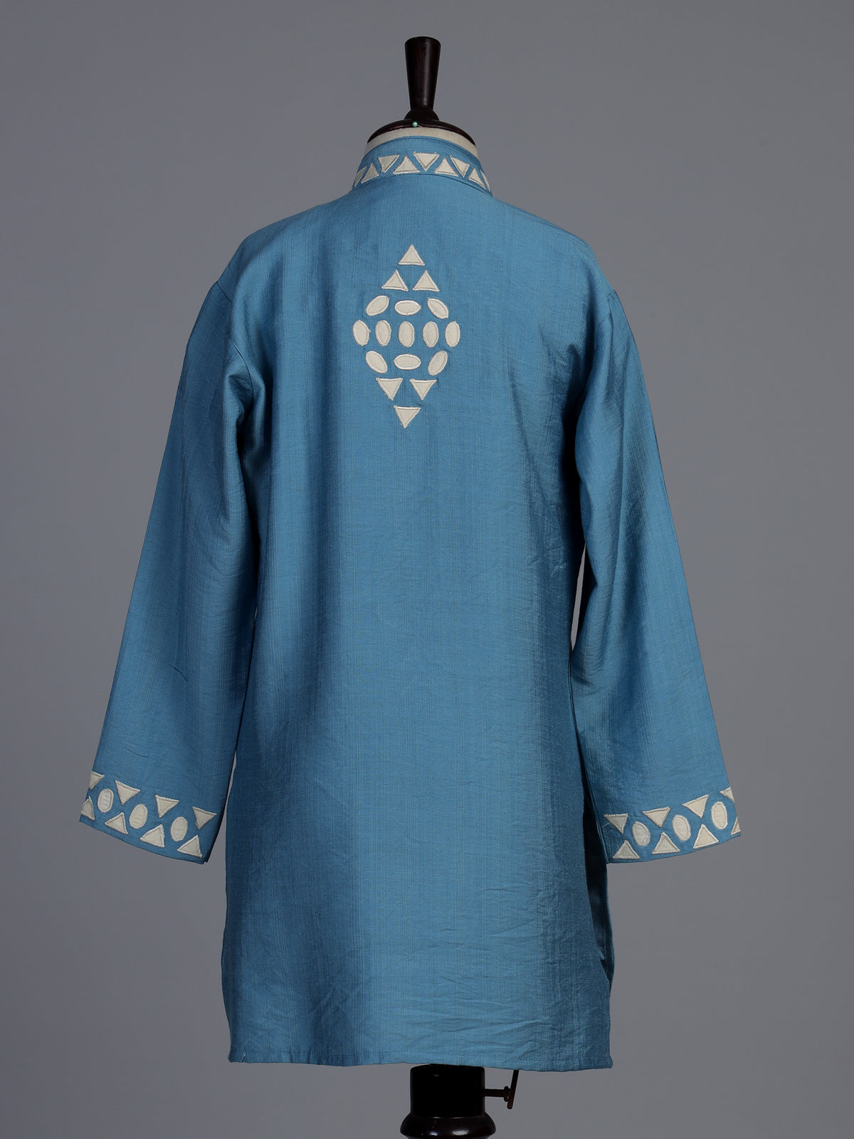 Blue silk embroidered kurta suit for boys with refined festive appeal
