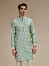 Mint green men royal elephant brocade kurta pajama