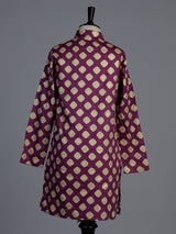 Purple silk kurta suit for boys with zari printed festive elegance