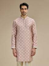 Dusty pink mens royal elephant banarasi kurta pajama