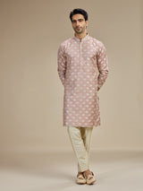 Dusty pink mens royal elephant banarasi kurta pajama