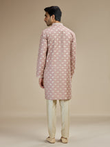 Dusty pink mens royal elephant banarasi kurta pajama