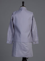 Lavender purple silk blend waistcoat set for boys with festive detailing