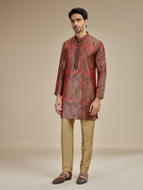 Deep maroon mens kashmiri jamawar modal kurta suit