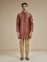 Deep maroon mens kashmiri jamawar modal kurta suit