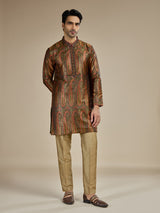 Beige olive mens heritage kashmiri modal kurta suit