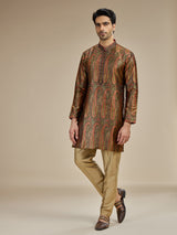 Beige olive mens heritage kashmiri modal kurta suit