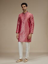 Pink mens heritage floral banarasi  brocade kurta pajama