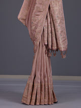 Onion pink silk saree with graceful traditional pallu tassels