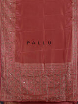 Gajari pink silk saree with stunning embellished pallu details