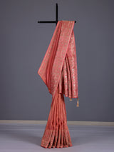 Gajari pink silk saree with stunning embellished pallu details