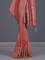 Gajari pink silk saree with stunning embellished pallu details