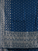 Peacock blue silk saree with exquisite traditional embellished detailing