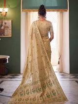 Cream heritage woven tissue silk saree