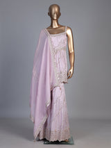 Pink embellished silk pakistani style sharara suit