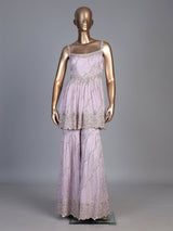 Pink embellished silk pakistani style sharara suit