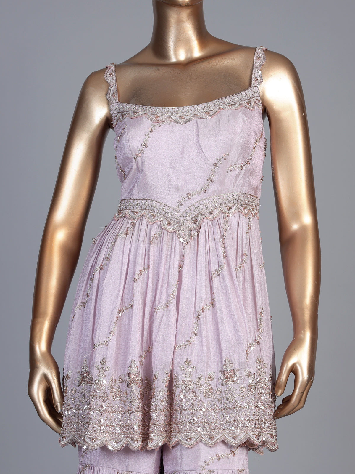 Pink embellished silk pakistani style sharara suit