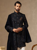 Deep rama green silk mens Indo western