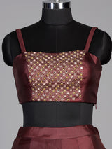 Maroon womens designer jacket lehenga suit