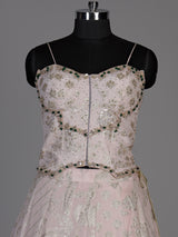 Baby pink womens brocade corset lehenga