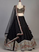Black womens zardosi paisley lehenga choli