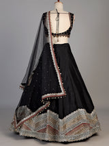 Black womens zardosi paisley lehenga choli